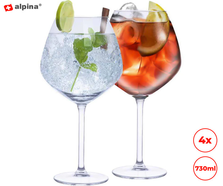 ALPINA komplet 4 kozarcev za pijače, gin tonic in koktajle
