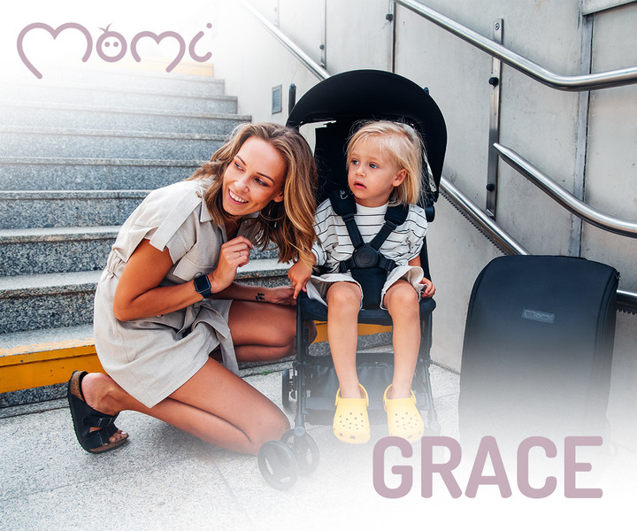 MoMi GRACE – zložljiv otroški voziček / nahrbtnik