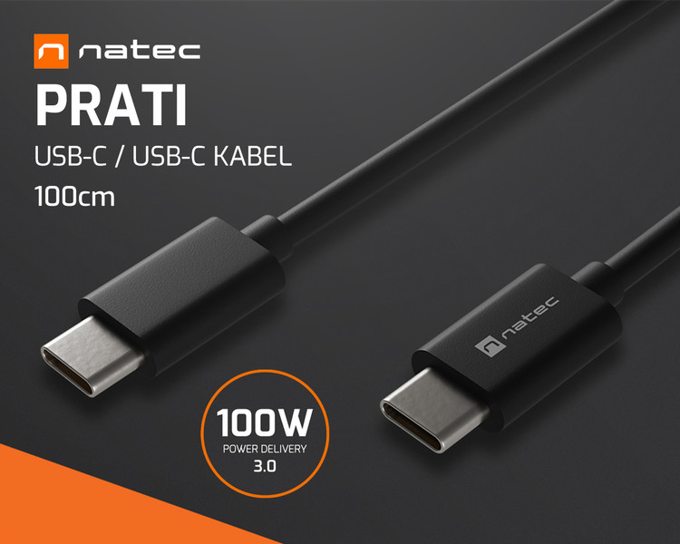 PRATI – USB-C, 100W, 100cm kabel!