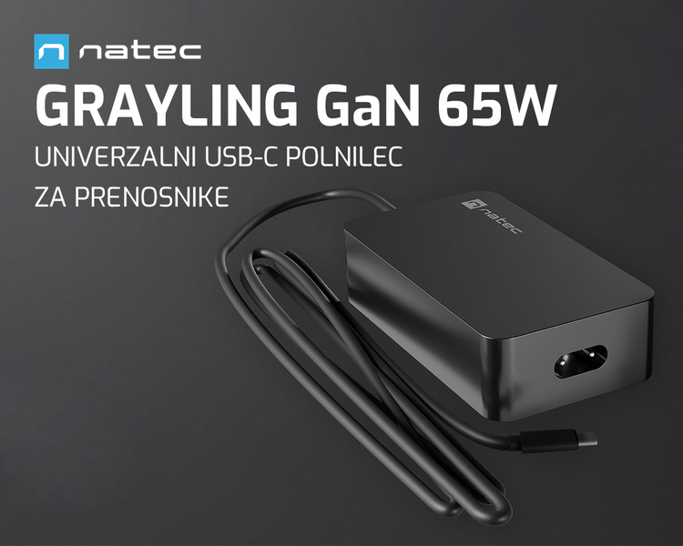 GRAYLING GaN 65W – univerzalni hitri polnilec za prenosnike