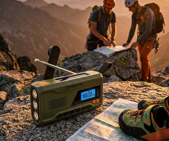 Prenosni FM radio s sončno celico MANTA DYNAMO