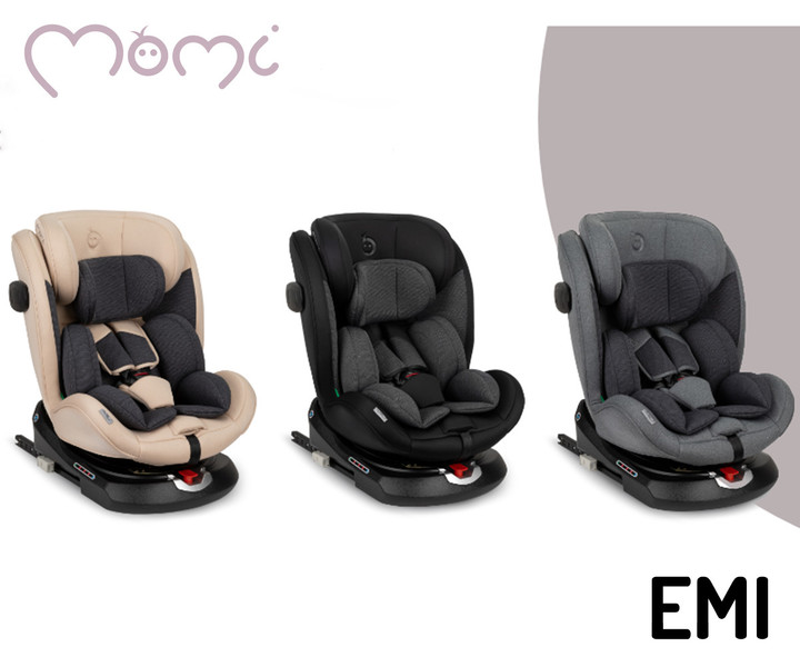 MoMi EMI – avtosedež 40–150 cm, ČRNE barve