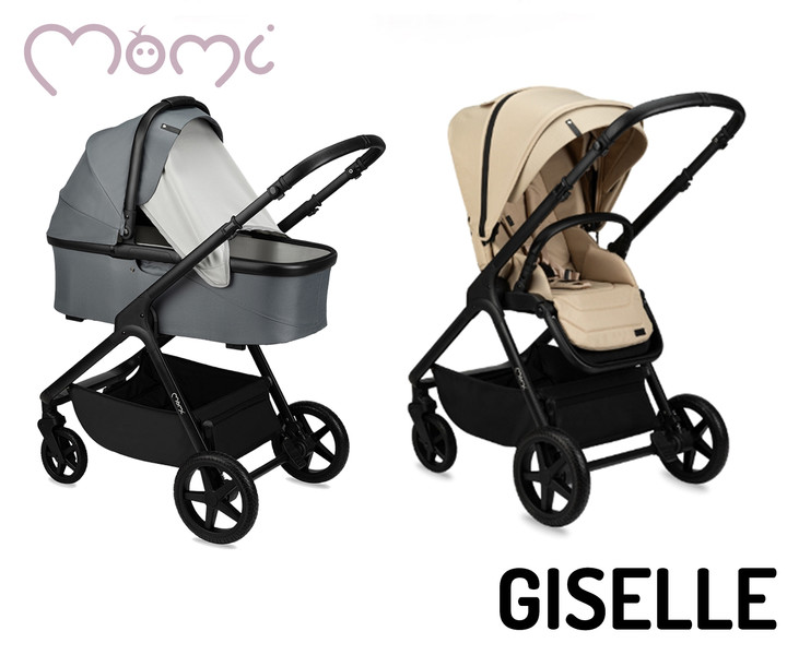 MoMi GISELLE 2v1 - otroški voziček (črno-bež)