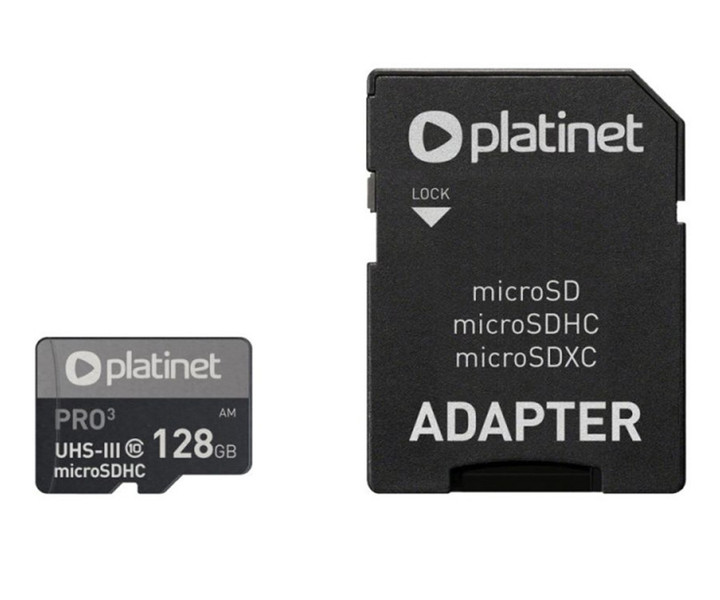 PLATINET PMMSDX128UIII microSD kartica, 128GB, 90MB/s, class10, UHS-I, +adapter
