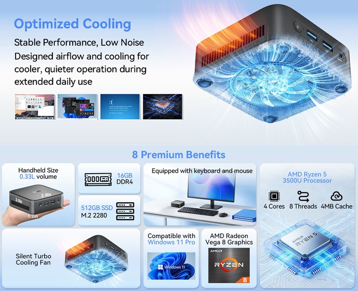 Windows 11 PRO in procesor AMD Ryzen 5 3500U