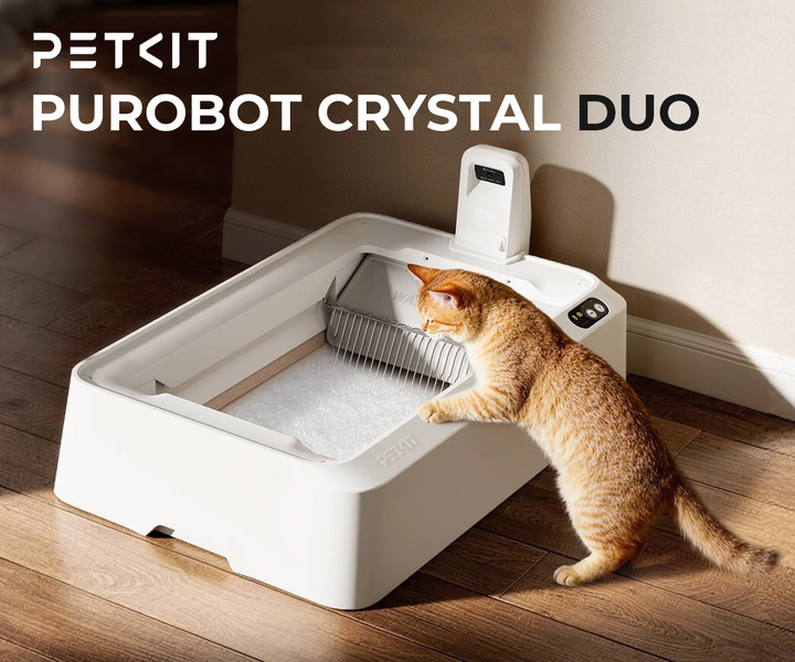 Pametno mačje stranišče PETKIT PUROBOT CRYSTAL DUO - nič več skrbi
