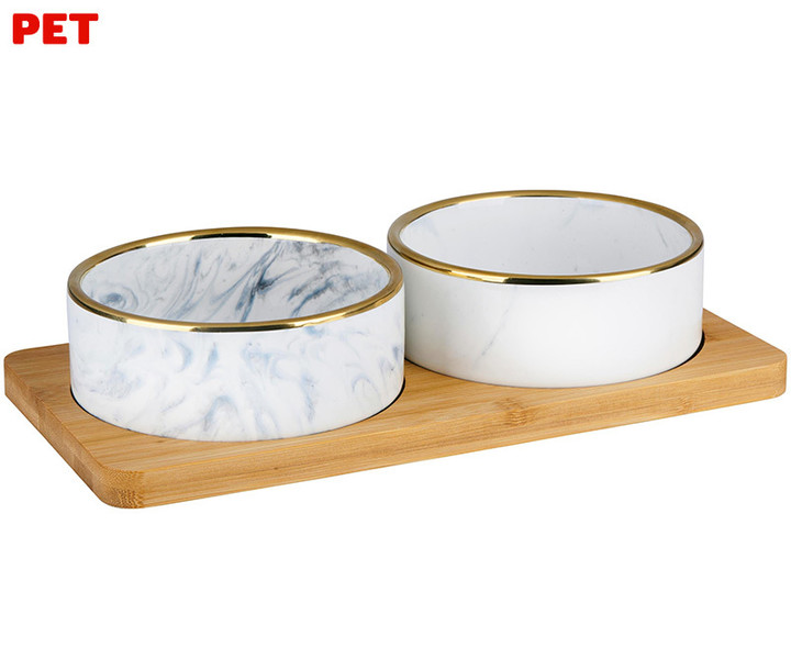 Eleganten komplet posod za hrano in vodo PET