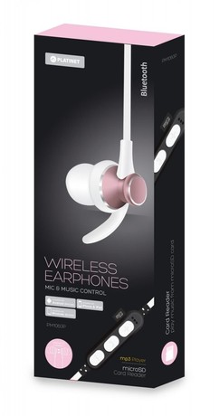 EOL - PLATINET IN-EAR Bluetooth športne slušalke+mikrofon+microSD pink