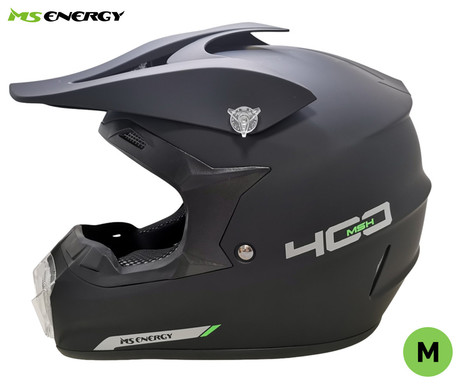 MS ENERGY MSH-400 FULL-FACE čelada, M velikost, za skiro / kolo, velikost 57-58cm, varnostni odsevniki, nastavljiv vizir / senčnik, zaščita za brado, prezračevalni sistem, trpežni materiali, črna
