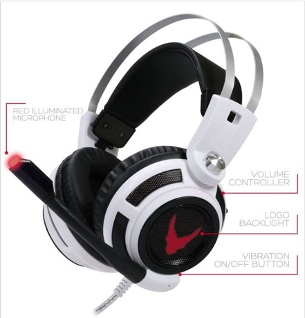 EOL - Gaming slušalke + mikrofon OMEGA VARR OVH4055W, sistem vibracije, Extra BASS, črno/bele