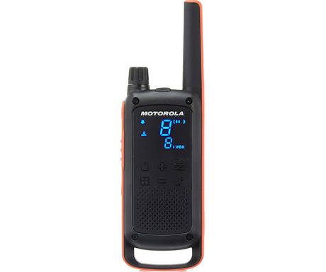 MOTOROLA T82 GO ADVENTURE walkie talkie komplet, 2-KIT, PMR446, VOX funkcija, doseg 10km, polnilna baterija, LED zaslon, LED svetilka, IPX2 vodoodpornost, +dodatki, črno-rdeč