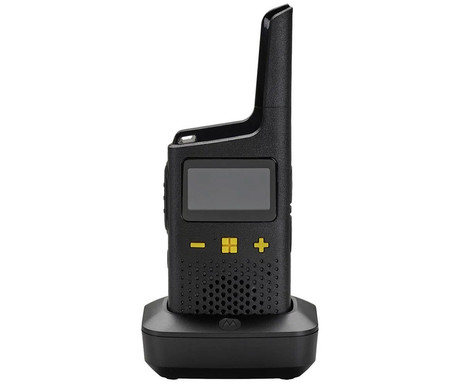 MOTOROLA XT185 walkie talkie komplet, 2-KIT, PMR446, 16 kanalov / 121 privatnih kod, doseg 8km, iVOX / VOX prostoročna funkcija, polnilna baterija, IP54 vodoodpornost, +dodatki, črn
