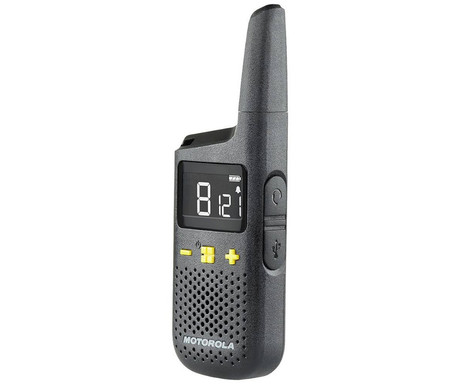 MOTOROLA XT185 walkie talkie komplet, 2-KIT, PMR446, 16 kanalov / 121 privatnih kod, doseg 8km, iVOX / VOX prostoročna funkcija, polnilna baterija, IP54 vodoodpornost, +dodatki, črn