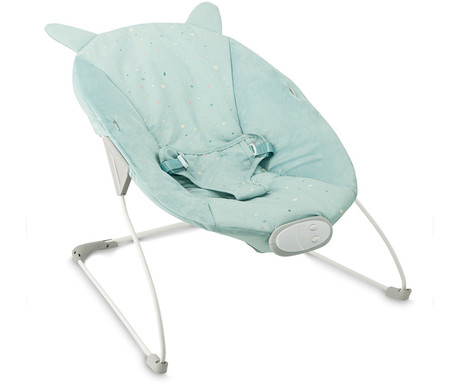 MoMi GLOSSY otroški gugalnik / zibelka, 8 melodij, 3 stopnje vibracij, udoben, dve senzorične igrače, visokokakovostna tkanina, moder