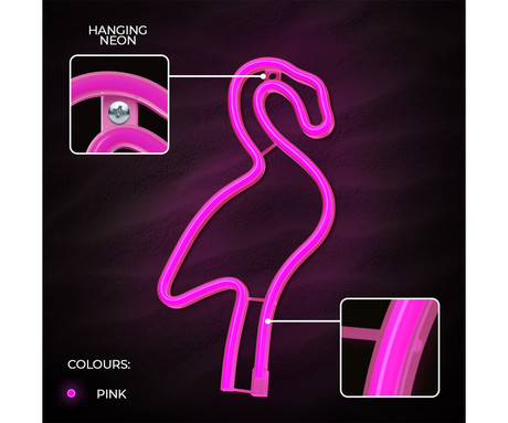 FOREVER Flamingo NEON LED luč, dekorativna, LED tehnologija, napajanje na USB ali 3x AA baterije, stikalo za vklop / izklop, 200cm kabel, vijolična