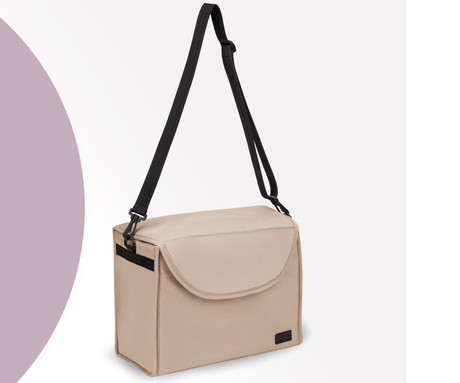 MoMi AKIRA otroški voziček, zložljiv, nastavljiv, streha z oknom, 5-točkovni varnostni pas, košara, torba, trpežna EVA kolesa, nožna zavora, +dodatki, 102.5x80x51cm, bež-črn