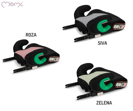 MoMi VENKO otroški avtosedež, ISOFIX, i-SIZE, mehko oblazinjenje, širok sedež, mrežasta tkanina, za otroke 135-150cm, 40x42x20cm, roza-črn