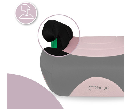 MoMi VENKO otroški avtosedež, ISOFIX, i-SIZE, mehko oblazinjenje, širok sedež, mrežasta tkanina, za otroke 135-150cm, 40x42x20cm, roza-črn