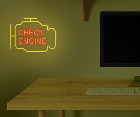 FOREVER Check Engine NEON LED luč, dekorativna, LED tehnologija, prilagodljiva svetlost, napajanje na USB, stikalo za vklop / izklop, 200cm kabel, rumena, rdeča
