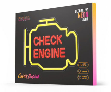 FOREVER Check Engine NEON LED luč, dekorativna, LED tehnologija, prilagodljiva svetlost, napajanje na USB, stikalo za vklop / izklop, 200cm kabel, rumena, rdeča