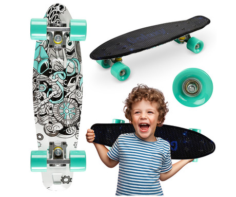 MoMi QKIDS GALAXY otroška rolka, ABEC-9 ležaji, trpežni materiali, okvir iz aluminija, protizdrsna podlaga, ultra lahka teža, črna (Industrial)