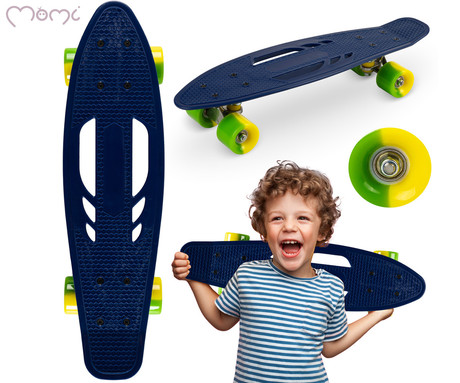 MoMi QKIDS GALAXY otroška rolka, ABEC-9 ležaji, trpežni materiali, okvir iz aluminija, protizdrsna podlaga, ultra lahka teža, modro-rumena (Lemon)