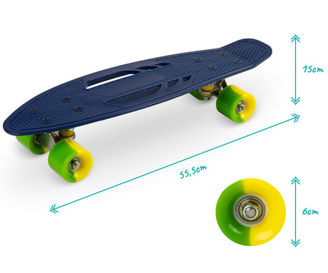 MoMi QKIDS GALAXY otroška rolka, ABEC-9 ležaji, trpežni materiali, okvir iz aluminija, protizdrsna podlaga, ultra lahka teža, modro-rumena (Lemon)