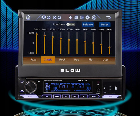BLOW SLIDE X avto radio, 1DIN, 7" zaslon, RDS / FM Radio, Bluetooth, 4x50W, MP3 / USB / AUX, Apple CarPlay, Android Auto