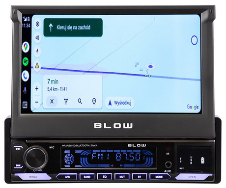 BLOW SLIDE X avto radio, 1DIN, 7" zaslon, RDS / FM Radio, Bluetooth, 4x50W, MP3 / USB / AUX, Apple CarPlay, Android Auto