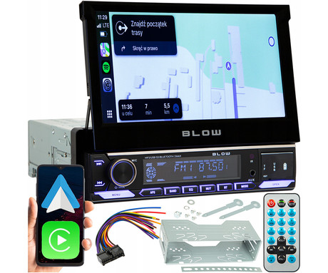 BLOW SLIDE X avto radio, 1DIN, 7" zaslon, RDS / FM Radio, Bluetooth, 4x50W, MP3 / USB / AUX, Apple CarPlay, Android Auto