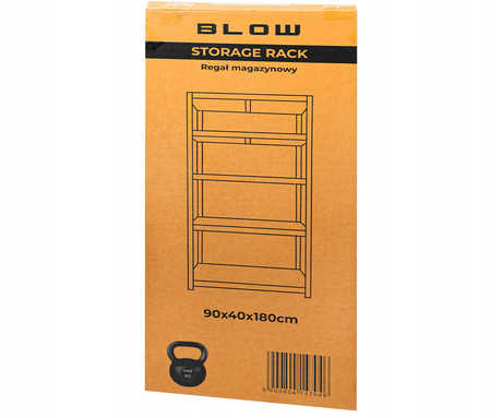 BLOW RACK kovinski regal, 180x90x40cm, 5 polic, 900kg nosilnost, modularna oblika, nastavljiva višina polic, shranjevanje vseh vrst stvari, MDF plošče, galvanizirano jeklo, srebrn