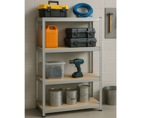 BLOW RACK kovinski regal, 150x75x30cm, 4 police, 600kg nosilnost, modularna oblika, nastavljiva višina polic, shranjevanje vseh vrst stvari, MDF plošče, galvanizirano jeklo, srebrn