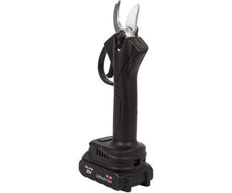 BLOW PS01 akumulatorske brezžične vrtne ročne škarje, 500W moč, brezkrtačni motor, 2x 50.4Wh 21V 2.4Ah polnilna baterija, do 28mm rezi, SK5 rezilo iz ogljikovega jekla, najlon, +dodatna oprema, črne