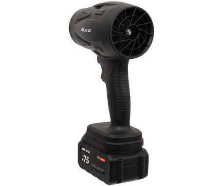 BLOW CB TURBO akumulatorski brezžični puhalnik / pihalnik, 1000W moč, 130.000RPM motor, 2x 50.4Wh 21V 2.4Ah polnilna baterija, univerzalna uporaba, nastavljiv pretok zraka, ABS, +dodatna oprema, črn