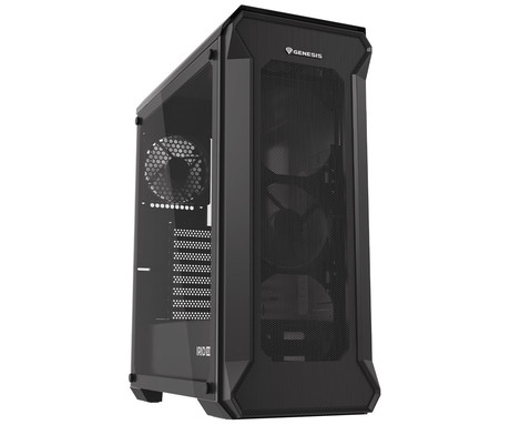 GENESIS IRID 505 V2 računalniško ohišje, Midi Tower, 2x ventilator, AIO LC do 360mm, GPU do 380mm, CPU Cooler do 165mm, MESH plošča, kaljeno steklo, filtri proti prahu, 447x220x510mm, črno