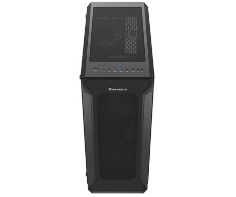 GENESIS IRID 505 V2 računalniško ohišje, Midi Tower, 2x ventilator, AIO LC do 360mm, GPU do 380mm, CPU Cooler do 165mm, MESH plošča, kaljeno steklo, filtri proti prahu, 447x220x510mm, črno