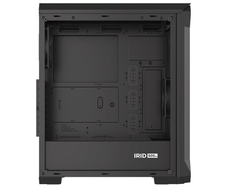 GENESIS IRID 505 V2 računalniško ohišje, Midi Tower, 2x ventilator, AIO LC do 360mm, GPU do 380mm, CPU Cooler do 165mm, MESH plošča, kaljeno steklo, filtri proti prahu, 447x220x510mm, črno