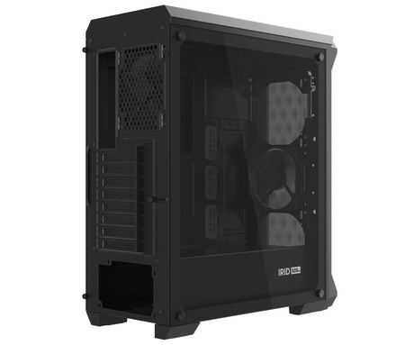 GENESIS IRID 505 V2 računalniško ohišje, Midi Tower, 2x ventilator, AIO LC do 360mm, GPU do 380mm, CPU Cooler do 165mm, MESH plošča, kaljeno steklo, filtri proti prahu, 447x220x510mm, črno