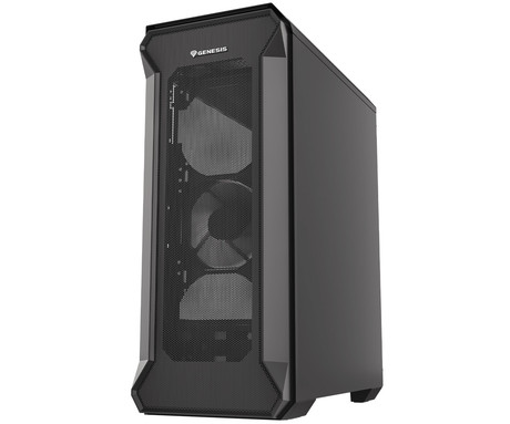 GENESIS IRID 505 ARGB V2 računalniško ohišje, Midi Tower, 4x ventilator, AIO LC do 360mm, GPU do 380mm, CPU Cooler do 165mm, MESH plošča, kaljeno steklo, ARGB LED osvetlitev, 447x220x510mm, črno