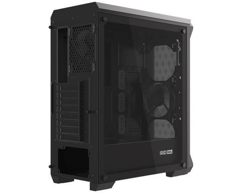 GENESIS IRID 505 ARGB V2 računalniško ohišje, Midi Tower, 4x ventilator, AIO LC do 360mm, GPU do 380mm, CPU Cooler do 165mm, MESH plošča, kaljeno steklo, ARGB LED osvetlitev, 447x220x510mm, črno
