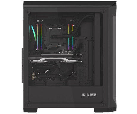 GENESIS IRID 505 ARGB V2 računalniško ohišje, Midi Tower, 4x ventilator, AIO LC do 360mm, GPU do 380mm, CPU Cooler do 165mm, MESH plošča, kaljeno steklo, ARGB LED osvetlitev, 447x220x510mm, črno