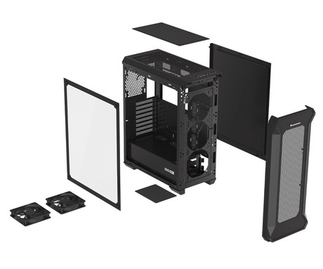 GENESIS IRID 505 ARGB V2 računalniško ohišje, Midi Tower, 4x ventilator, AIO LC do 360mm, GPU do 380mm, CPU Cooler do 165mm, MESH plošča, kaljeno steklo, ARGB LED osvetlitev, 447x220x510mm, črno