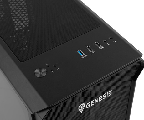 GENESIS IRID 503 V2 računalniško ohišje, Mini Tower, 2x ventilator, AIO LC do 280mm, GPU do 375mm, CPU Cooler do 163mm, MESH plošča, kaljeno steklo, filtri proti prahu, 430x210x430mm, črno