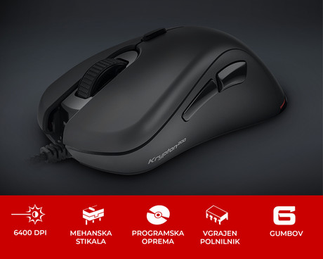 GENESIS KRYPTON 220 gaming miška, 6400DPI, RGB LED osvetlitev, 6 gumbov, spomin, programska oprema, Plug & Play, črna
