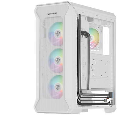 GENESIS IRID 505 ARGB V2 računalniško ohišje, Midi Tower, 4x ventilator, AIO LC do 360mm, GPU do 380mm, CPU Cooler do 165mm, MESH plošča, kaljeno steklo, ARGB LED osvetlitev, 447x220x510mm, belo