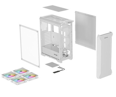 GENESIS IRID 505 ARGB V2 računalniško ohišje, Midi Tower, 4x ventilator, AIO LC do 360mm, GPU do 380mm, CPU Cooler do 165mm, MESH plošča, kaljeno steklo, ARGB LED osvetlitev, 447x220x510mm, belo
