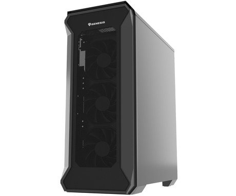 GENESIS IRID 505F računalniško ohišje, Midi Tower, 5x ventilator, AIO LC do 360mm, GPU do 380mm, CPU Cooler do 165mm, MESH plošča, kaljeno steklo, filtri proti prahu, 447x220x510mm, črno