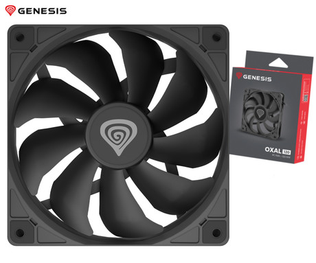GENESIS OXAL 120 ventilator za računalnik / ohišje, univerzalni, 120mm velikost, do 1300 RPM, ultra tiho delovanje, blazinice proti vibracijam, 3-PIN konektor, črn