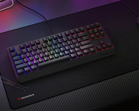 GENESIS THOR 230 TKL gaming mehanska tipkovnica, žična, RGB LED osvetlitev, Hot-Swap tehnologija, Anti-Ghosting, Outemu Red stikala, spomin, programska oprema, Plug & Play, F1-F12, črna