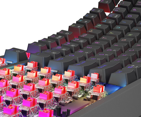 GENESIS THOR 230 TKL gaming mehanska tipkovnica, brezžična / žična, USB 2.4GHz / BT / USB-C, baterija, RGB LED, Hot-Swap, Anti-Ghosting, Outemu Red, spomin, programska oprema, Plug&Play, F1-F12, črna